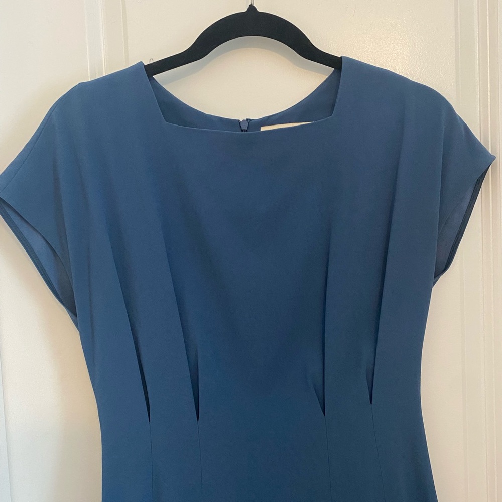 MM.LaFleur Slate Blue Midi Dress with Cap Sleeves - Picture 2 of 7